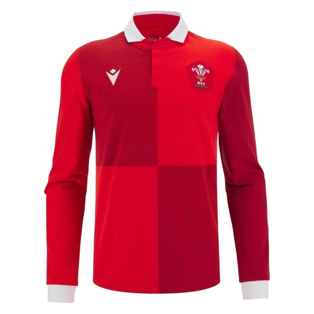 Macron Mens 2025 Wales RU Long-Sleeved Home Shirt / Red